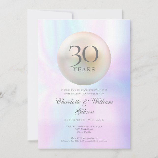 Invitation Chic Perle 30e Anniversaire (Devant)