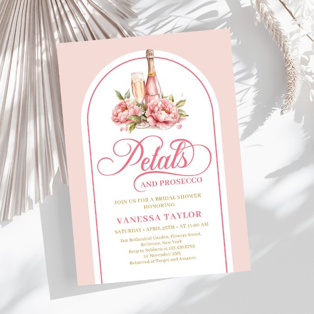 Invitation Chic petals and prosecco blush gold shower invite (Chic petals and prosecco blush gold shower invite)