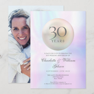 Invitation Chic Photo Perle 30ème Anniversaire de Mariage