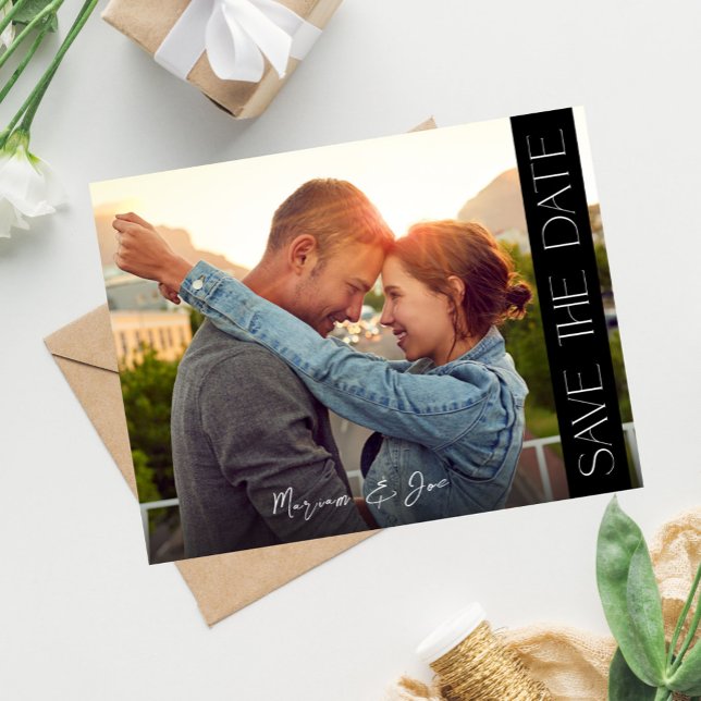 Invitation Chic Photo Strip Enregistrer la date (Créateur téléchargé)