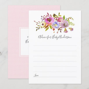 Invitation Chic Pink Floral Advice pour le jeu de baby shower