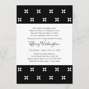 Invitation Chic poème noir et blanc saupoudrer bébé