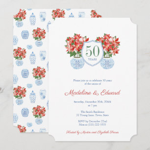 Invitation Chic Poinsettia Fête Mariage Anniversaire