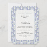 Chic Poudre Bleu Stylisé Vagues Plage Mariage