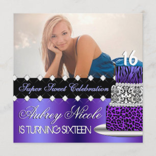 Invitation chic pourpre et noire de photo de