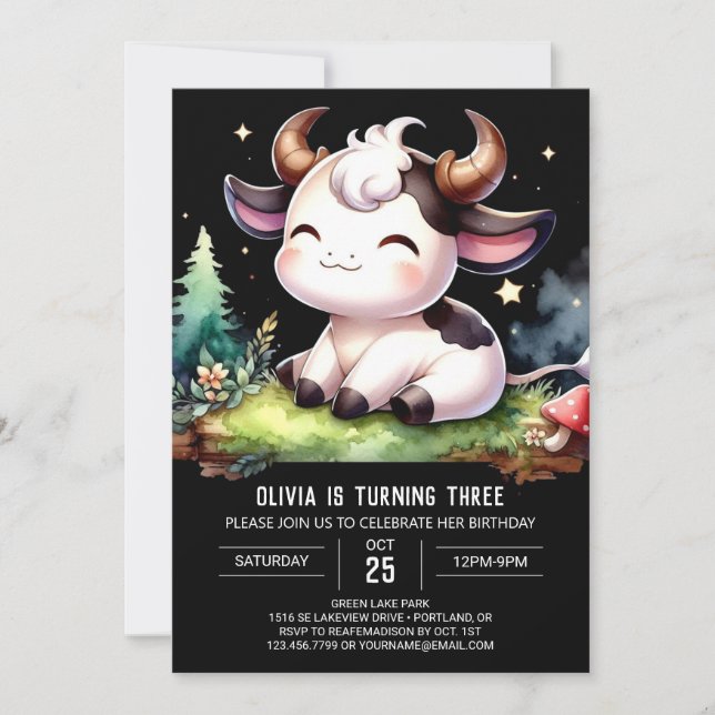 Invitation Chic Printable Vache Anniversaire (Devant)