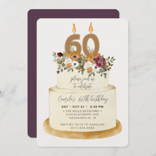Invitation Chic Purple Automne Automne 60e anniversaire Gâtea