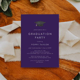 Invitation Chic Purple Grad Casquette fête de graduation