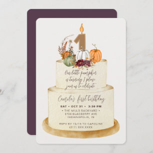 Invitation Chic Purple Petit Citrouille Premier Anniversaire 
