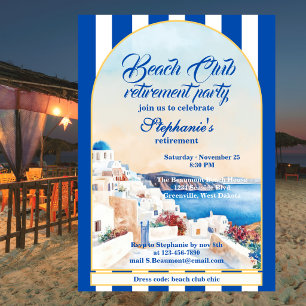 Invitation Chic Rayure Côtière Grèce Club de Plage Retraite