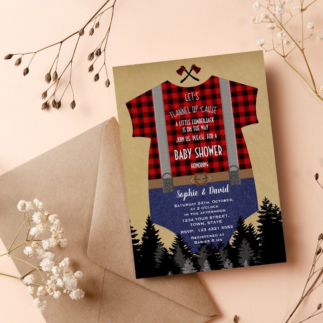 Invitation Chic Red Buffalo costume bébé Baby shower de sério (red buffalo baby shower invitation rustic cute)
