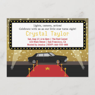 Invitation Chic Red Carpet Glam Hollywood Party Fille Anniver