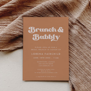 Invitation Chic Retro Brown sucre Brunch et Bubbly
