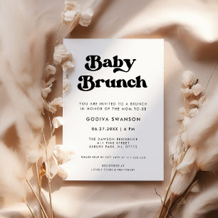 Invitation Chic rétro noir & blanc Bébé Brunch