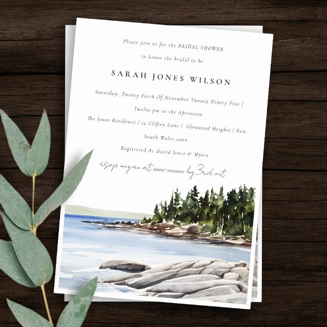 Invitation Chic Rocky Pine Mountain Fête des mariées (Créateur téléchargé)