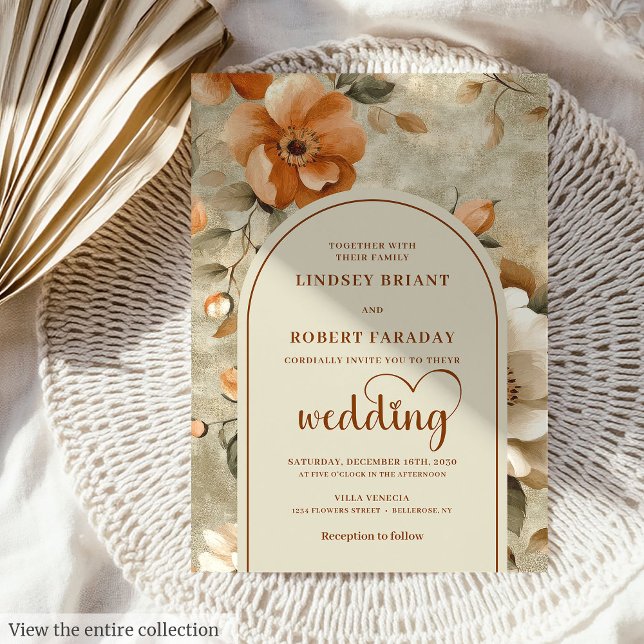 Invitation Chic Romantic Boho Burnt Orange Ivory Sage Wedding (Romantic Boho Burnt Orange Ivory Sage Wedding Invitation)