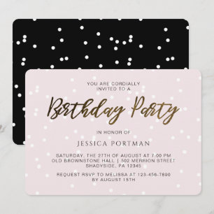 Invitation Chic rose Anniversaire Fête Jolie Confetti