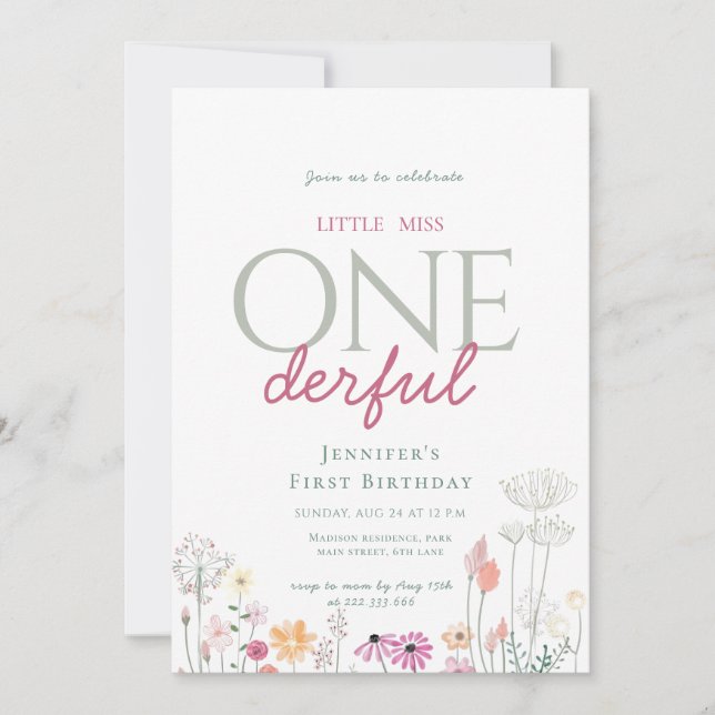 Invitation Chic rose Enchanted Petit Anniversaire (Devant)