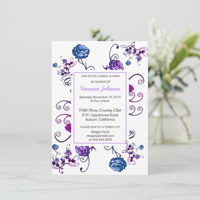 Invitation Chic Rose Floral (Debout devant)