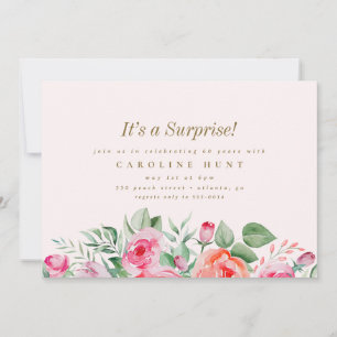 Invitation Chic rose Floral Rose Surprise fête d'anniversaire