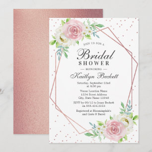 Invitation Chic Rose géométrique Gold Foil Fête des mariées f