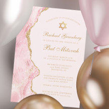 Chic Rose Gold Agate Bat mitzvah Party Personnalis