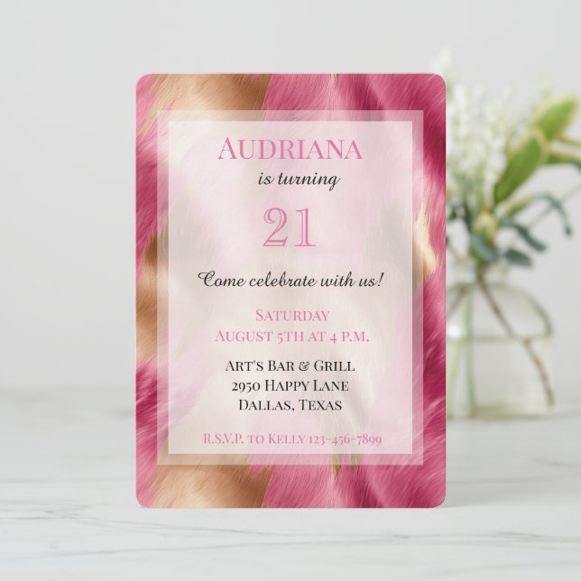 Invitation Chic Rose Gold Cowgirl Cowhide Anniversaire (Debout devant)