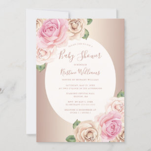Invitation Chic Rose or Aquarelle Baby shower Floral