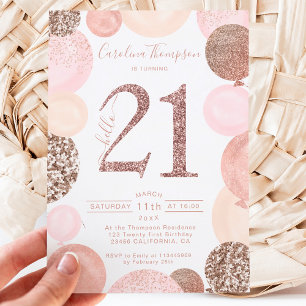 Invitation Chic rose or parties scintillant ballon rose photo