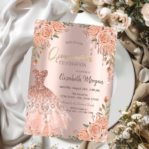 Invitation Chic Rose Parties scintillant Drives Robe Quinceañ