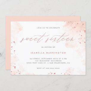 Invitation Chic Rose Parties scintillant or Blush Pink Ombre 