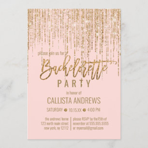 Invitation Chic rose Parties scintillant or frange rideau Bac
