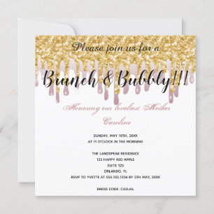 Invitation Chic Rose qui tire de l’or pour la fête des mères