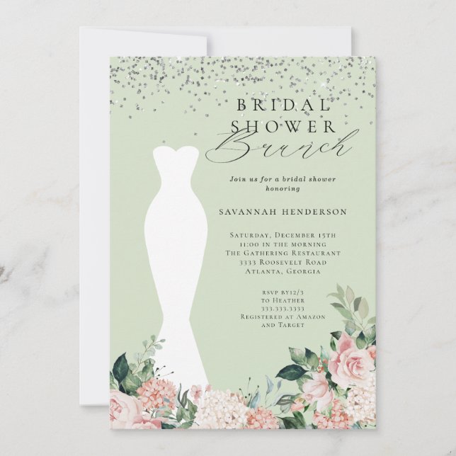 Invitation Chic rose rose Fête des mariées de robe de mariée  (Devant)