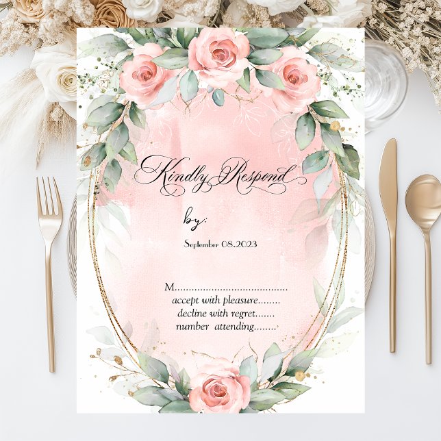 Invitation Chic rose Roses Gold Frame RSVP (Créateur téléchargé)