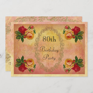 Invitation Chic Rose Vintage 80e anniversaire