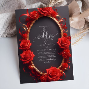 Invitation Chic rouge turc Rose or Frame Mariage