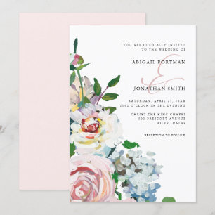 Invitation Chic rougissent épouser floral de fleurs