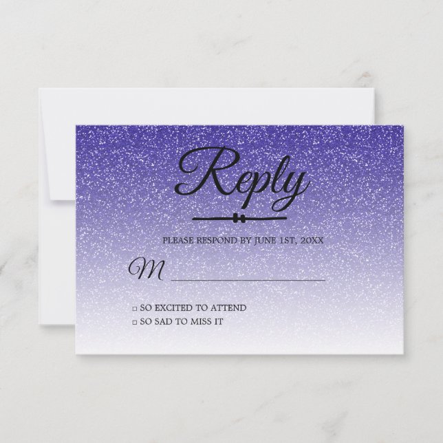 Invitation Chic Royal Blue Ombre Sweet 16 RSVP (Devant)