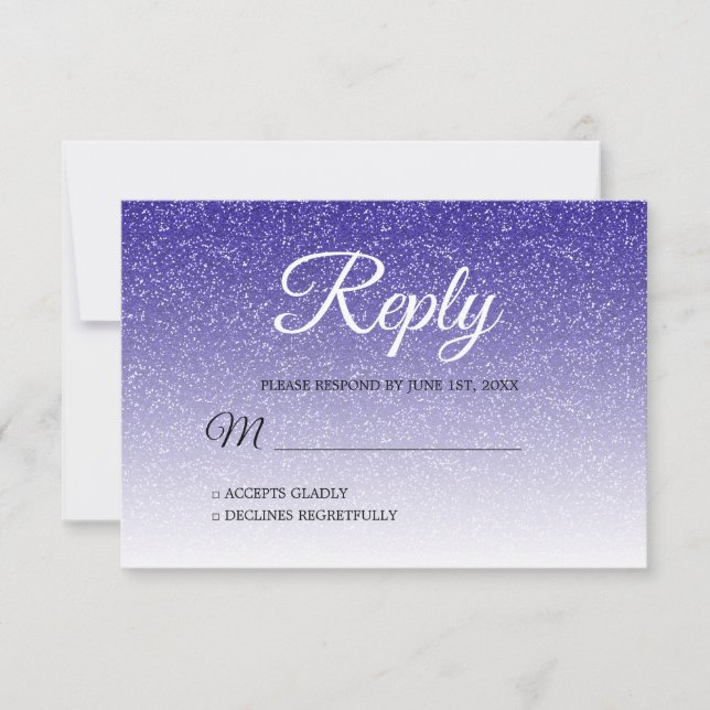 Invitation Chic Royal Parties scintillant bleue Ombre RSVP (Devant)