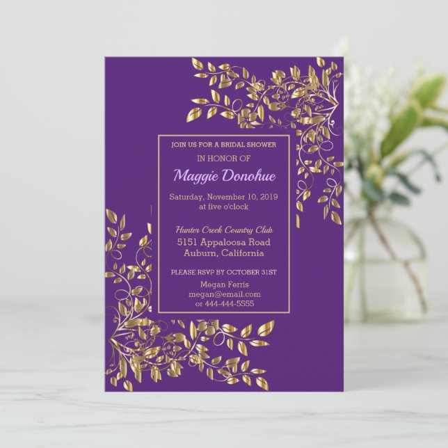 Invitation Chic Royal Purple Bridal (Debout devant)