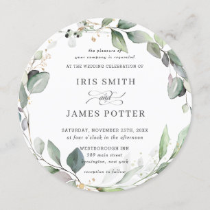 Invitation Chic Rustic Greenery Foliage Leafy Mariage de cour