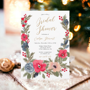 Invitation Chic rustique hiver Floral Watercolor douche nupti