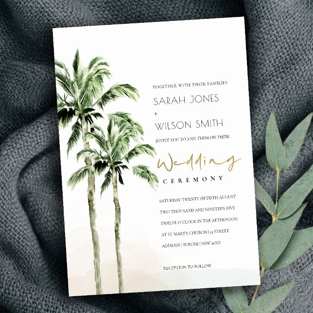 Invitation Chic Rustique Tropical Beach Palm Trees Mariage (Créateur téléchargé)