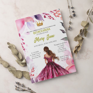 Invitation Chic Sage Baby rose Floral or Quinceañera