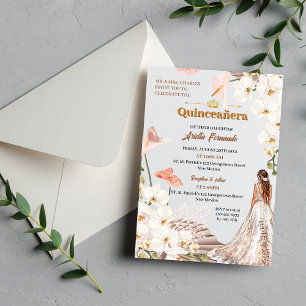 Invitation Chic Sage & Blush Floral Quinceañera
