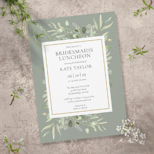 Invitation Chic Sage Green Gold Green Bridesmaids Luncheon