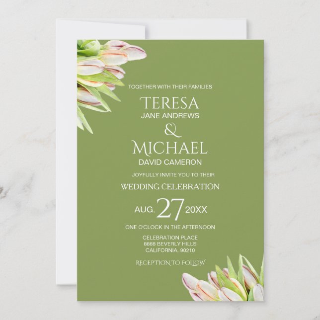 Invitation Chic Sage Green Tulip Floral Moderne (Devant)