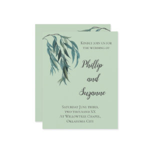Invitation Chic Sage Green Willow Branch Mariage minimal