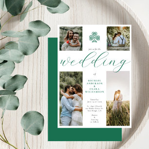 Invitation Chic Script Emerald Irish Cross 4 Mariage photo